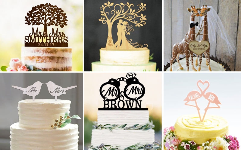 cake topper originali con forme e colori diversi