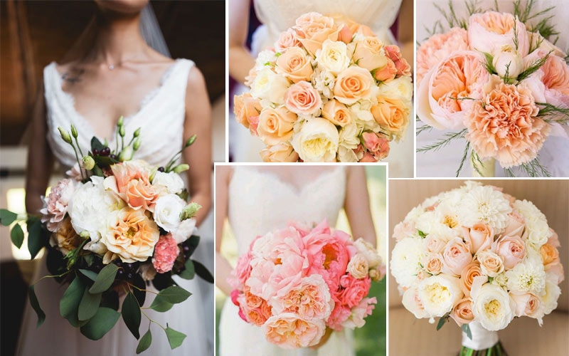 bouquet sposa con fiori color pesca