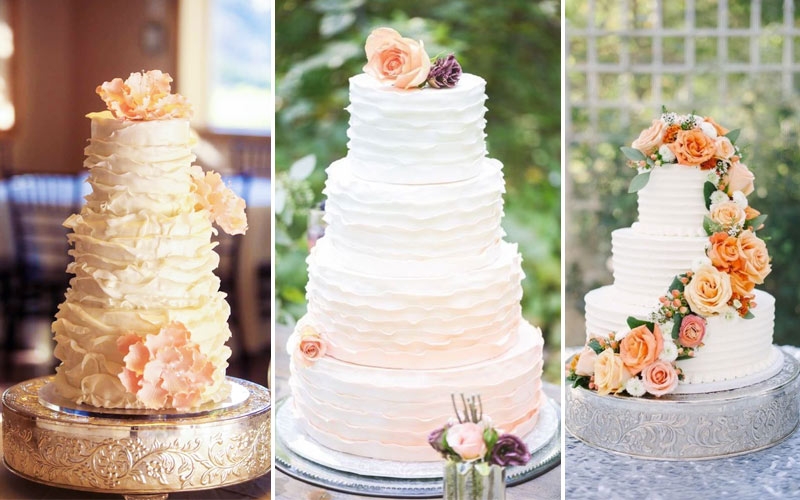 torte nuziali per matrimonio color rosa pesca