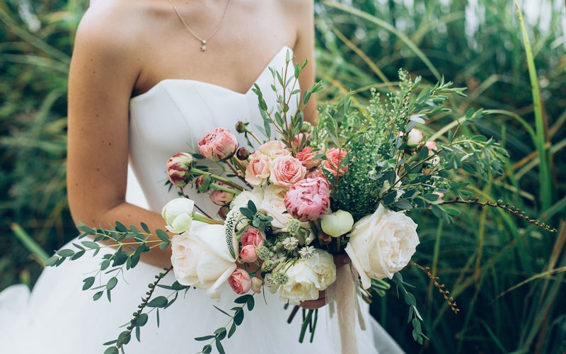 bouquet sposa con foliage verde salvia