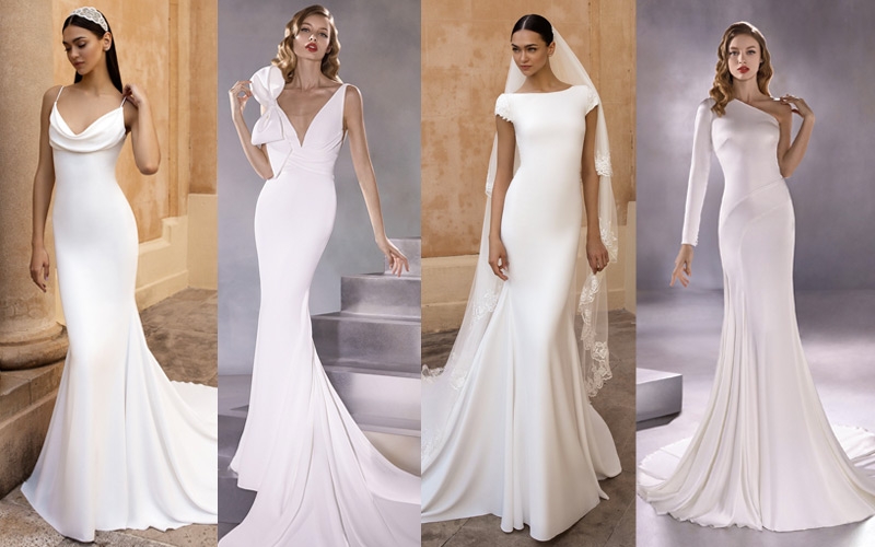 abiti da sposa Pronovias 2020 semplici scivolati e a sirena in crepe